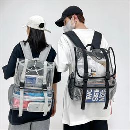 Backpack Men Women Transparent PVC Bag Waterproof Unisex Large Capacity School Clear Couple Bagback
