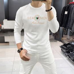 2024 Mens High Qualities Designer Casual T Shirt Letter Hot Drill Round Neck Long Sleeve Black White Fashion Men Women Tshirts Size M-4XL