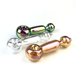 5.3 inch Funny Fashionable glass pipe with Golden Silver Metallic Colour Big Bowl Colourful Glass Hand Smoking Pipes