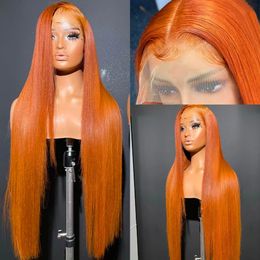 40 Inch Ginger Orange 13x4 Straight Lace Frontal Wig Transparent Lace Front Human Hair Wigs Brazilian 13x6 HD Lace Frontal Wigs250%