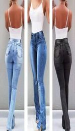 2020 Autumn Fashion Women Denim Jeans Highwaist Straight Jeans For Women Side Split Vintage Female Long Pant CaprisG308743224
