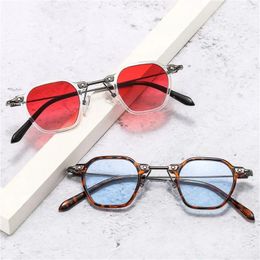 Sunglasses Punk For Women Men Small Polygon Frame Sun Glasses Vintage Avant Garde Hip Hop Shades Fashion Ocean Colour Eyewear