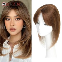 Toppers Straight Human Hair Toppers With 3 Clips Hair Extensions Natural Remy Hairpieces Topper For Women With Bangs 150% Density