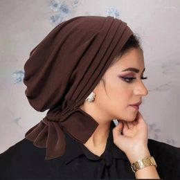 Ethnic Clothing Autumn And Winter Solid Colour VelVet Four Bar Long Tail Headscarf Chemotherapy Hat Women's