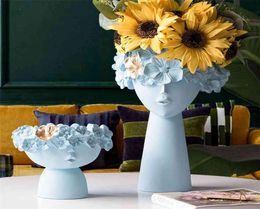 Resin Vase Home Decor Planter Pot Head Sculpture Storage Box Pen Holder Creative Decoration Accessories Art Ornaments 2106105063952