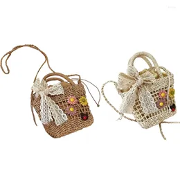 Shoulder Bags Women Small Bag Straw Ethnic Style Bucket For Summer