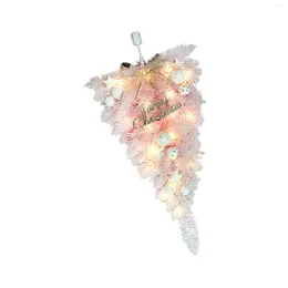 Decorative Flowers Pink Upside Down Artificial Christmas Tree With Light Length