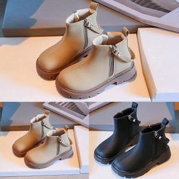 Boots Fashion Autumn And Winter Children For Boys Girls Flat Soles Thick Non Slip Solid Toddler Booties