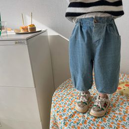 Spring Autumn Casual Baby Boys Girls Jeans Pants Kids Clothes Cotton Casual Children Fashion Trousers Denim Toddler Clothes 240315
