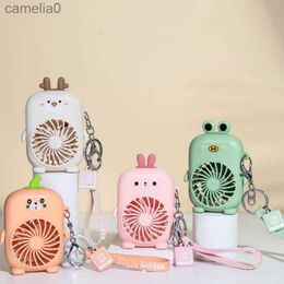 Electric Fans USB Mini Portable Fans Summer Student Small Fan Charging Rope Key Chain Portable Cute Cartoon FanC24319