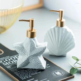 Liquid Soap Dispenser 330ML Ceramic Starfish Shell Shape Lotion Hand Sanitizer Bottle Shampoo Container Bathroom Accessories