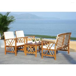 Camp Furniture Outdoor Sofa Beige 4-piece Patio Set With Soft Padding Suitable For Garden Sofas