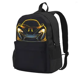 Backpack Powerful Sports Car Female Neon Line Art Pattern Backpacks Polyester Casual School Bags Daily Designer Rucksack