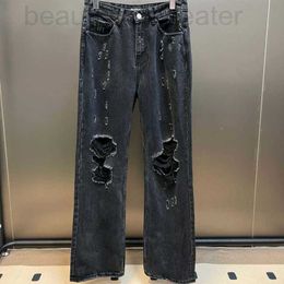 Herren-Jeans-Designer, hohe Version, Paris B-Familie, FW, gewaschene, aristokratische Denim-Hose in Distressed-Optik, locker sitzende Unisex-Jeans von Os DTNB