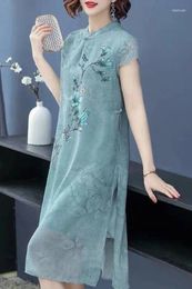 Ethnic Clothing Long Chinese Style Qipao Dresses Plus Size Cheongsam Improved Version Classic Dress Fashion Summer 2024