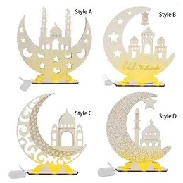 Party Decoration Wooden Eid Mubarak Table Lamp Ornament For Family Gathering