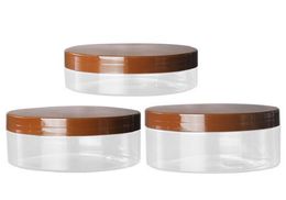 Dia89mm Transparent PET Hair Wax Refillable Bottle Brown Plastic Screw Lid Cosmetic Packaging Candy Pots Empty Plastic Facial Cre3280558