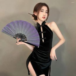 Decorative Figurines Folding Fan Dance Ultralight Portable Handheld With Storage Bag For Women Shiny Hand Rave