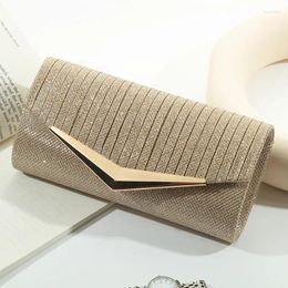 Evening Bags Women's Dinner Banquet Bag Envelope Clutch And Purse Chain Shoulder Crossbody 2024 Gold Sequined Luxury Party