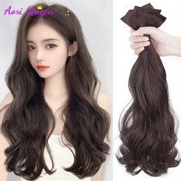 Synthetic Wigs Bangs AS Synthetic Hair Wavy hair Heat-Resistant Fiber Fake Hair Wig Long Hair Piece with two clips Three-piece suit 240329