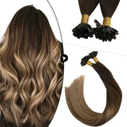 Extensions Ugeat U Tip Hair Extensions Nail Tip Human Hair Extensions Hot Fusion Real Remy Human Hair Pure Colour Straight Hair 1g/s 50G