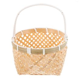 Dinnerware Sets Bamboo Small Basket Party Picnic Woven Hand-made Vegetable Flower Hamper Baskets For Gifts Breads Storage Holder