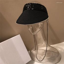 Ball Caps 202405-24xx Ins Drop Summer Sequin Shiny Grass Without PAPER LONG CHAIN Fashion Lady Sunshade Hat Woman Visors Cap