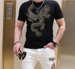 Men's T Shirts S-6XL Anime Graphic Shirt For Men Rhinestones Dress Summer Fashion Diamonds T-Shirts Streetwear Clothing