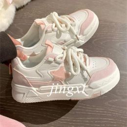 Boots Pink White Sports Shoes Woman Spring Summer 2023 Platform Sneakers Vintage Casual Vulcanize Kawaii Tennis Female Flats