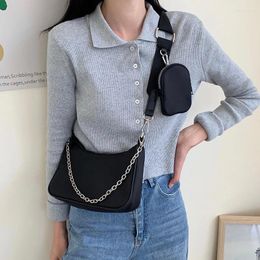 Totes 2024 Nylon Chain Crossbody Bag Women Designer Black Sport Shoulder Messenger Bags Female Casual Handbags Small Travel Purses