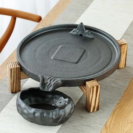 Tea Trays Desk Ceramic Japanese Tray Valet Luxury Pu Erh Round Serving Living Room Bandejas Luxo Office Accessory YY50