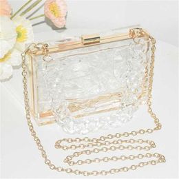 Top Shoulder Bags Transparent designer handbags Dinner Bag Water Small Square One Shoulder tote Chain Hand Held Womens 240311