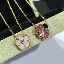 Hot New Rose Gold Ladybug Plum Necklace Ladies Fashion Simple Sweet Brand Jewellery Party Valentine's Day Gift