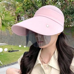 Wide Brim Hats Women Empty Top Hat With Shades Glasses Bucket Summer Outdoor Cycling Foldable Plain Sunscreen Breathable