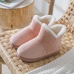 HBP Non-Brand Women Winter Slippers Warm Plush Slip-on Couples Home Floor Shoes Anti-slip Comfortable Flats Female Warm Faux Fur Slippers