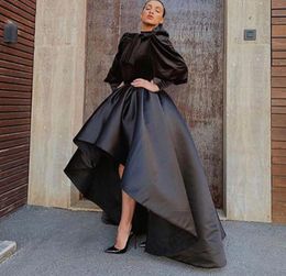 black prom dresses 2020 bowknot long sleeve high front and low back satin evening gowns formal dresses5105479