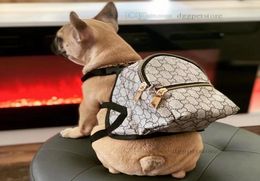 Designer Dog Backpack Pet Harnesses with Saddle Bag DRing Classic Letter Printing Leather Dog Bags Self Carrier Backpacks Adjusta3386752