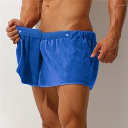 Towel Sleep Bottoms Microfiber Pajamas Men Nightwear Short Pants Side Split Bathrobe Culottes Soft Quick-dry