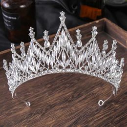 Tiaras Wedding Hair Accessories Silver Bride Crown Headpiece Rhinestones Crystal Tiaras Hair Hoop Party Hairband Bridesmaid Headband Y240319