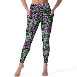 Active Pants Colorful Geo Print Yoga Illusion Optical Gym Leggings Push Up Stretchy Sports Tights Vintage Printed Legging Gift