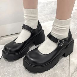 Pumps JK Uniform High Heels Japanese Style Soft Sister Platform Mary Janes Retro British Style Fashion Single Shoes Talon Femme