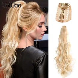 Synthetic Wigs Long Wavy Straight Claw Clip On Ponytail Hair Synthetic Ponytail Hair For Women Pony Tail Hairpiece 240329