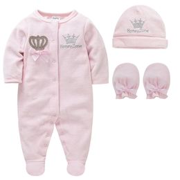 Baby Girl Clothes Set Boy Pijamas bebe fille with Hats Gloves Cotton Breathable Soft ropa born Sleepers Pjiamas 240313