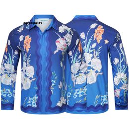 casablanca tshirt Floral Striped Gradient Long Sleeved Shirt for Men's Table Tennis Pattern, High-end and Niche