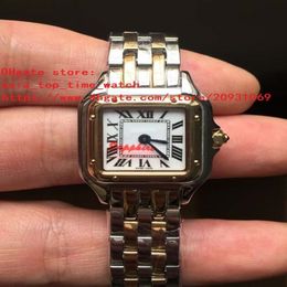 Factory suppliers Topselling watch High Quality Japanese quartz movement 22mm 27mm white dial 18 k yellow gold Two tones woman wea305E