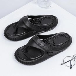 Slippers 2024 Men Comfortable Massage Flip Flops Outdoor Indoor Design Beach Sandals Non-slip Home Men's Black