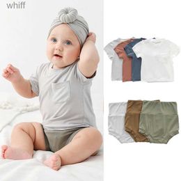 Clothing Sets 2023 Bamboo Fibre Baby Short Sleeve T-shirt Summer Baby Boy Girl Clothes High Waist baby Pants Newborn Baby Clothing OuterwearC24319