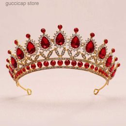 Tiaras Baroque Bride Crown Artificial Crystal Sweet Party Birthday Headwear Y240319