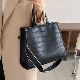 Drawstring Stone Pattern PU Leather Women Handbag Large Capacity Wide Strap Female Shoulder Bag Brand Designer Ladies Hand