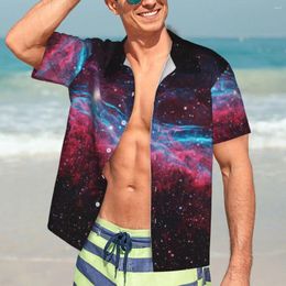 Men's Casual Shirts Galaxy Nebula Stars Leggings Hawaii Shirt Male Beach Short-Sleeve Y2K Street Printed Trendy Oversize Blouses